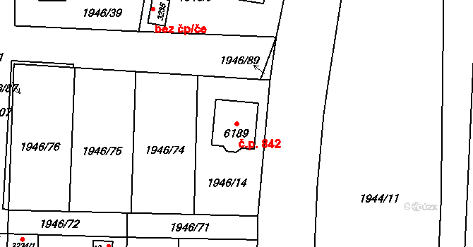 Beroun-Závodí 842, Beroun na parcele st. 6189 v KÚ Beroun, Katastrální mapa