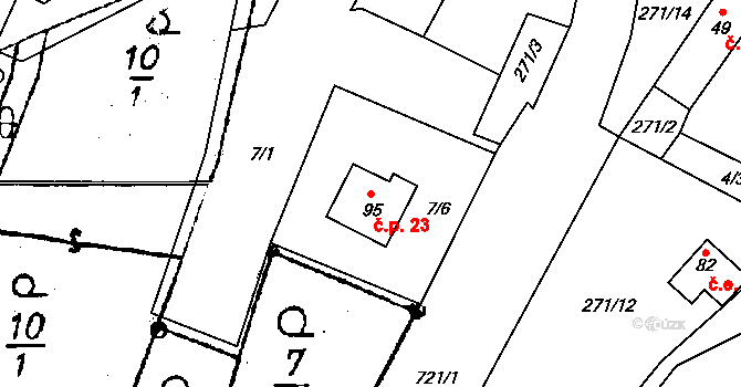 Tachov 23 na parcele st. 95 v KÚ Tachov u Doks, Katastrální mapa