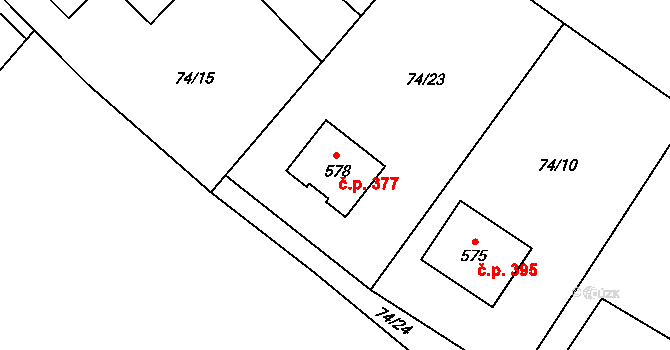 Horní Datyně 377, Vratimov na parcele st. 578 v KÚ Horní Datyně, Katastrální mapa