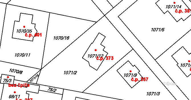 Darkovičky 373, Hlučín na parcele st. 1071/12 v KÚ Darkovičky, Katastrální mapa