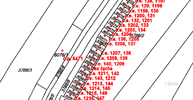 Zlín 139,1208 na parcele st. 5058/10 v KÚ Zlín, Katastrální mapa