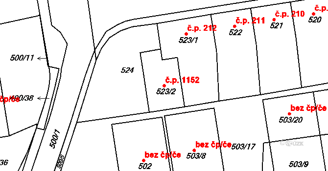 Pod Cvilínem 1152, Krnov na parcele st. 523/2 v KÚ Opavské Předměstí, Katastrální mapa