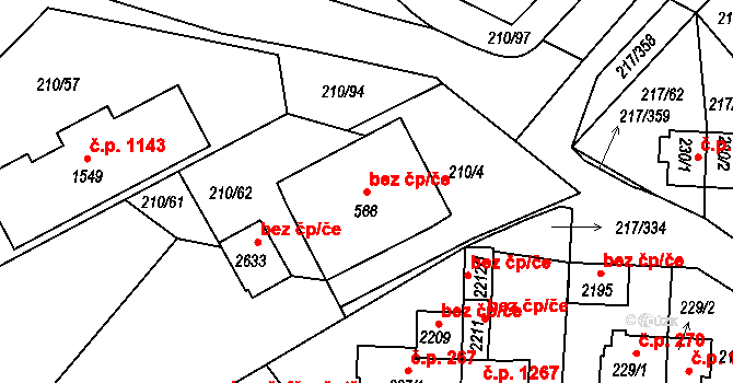 Sezimovo Ústí 42311390 na parcele st. 566 v KÚ Sezimovo Ústí, Katastrální mapa