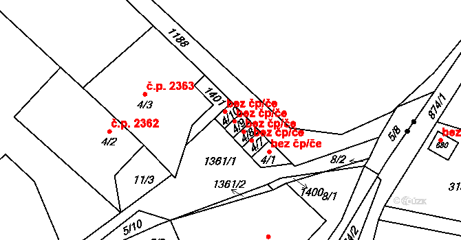 Šumperk 42774390 na parcele st. 4/10 v KÚ Horní Temenice, Katastrální mapa