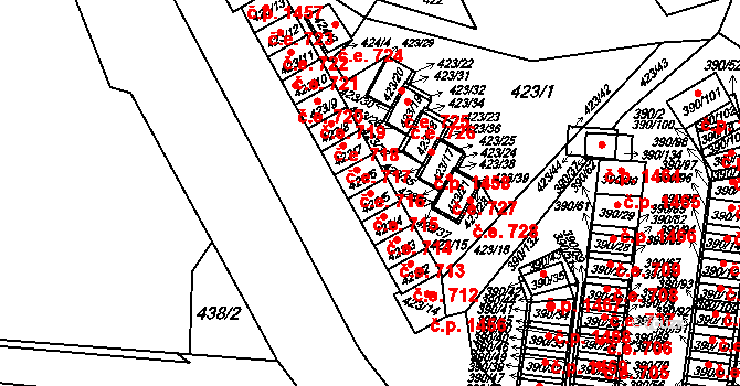 Ráj 715, Karviná na parcele st. 423/5 v KÚ Ráj, Katastrální mapa