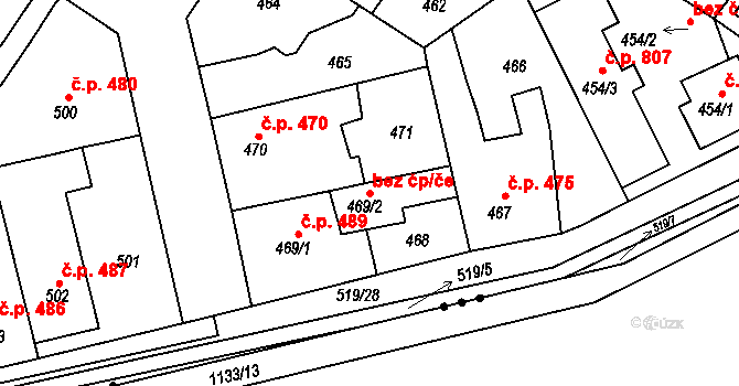 Třemošná 43555390 na parcele st. 469/2 v KÚ Třemošná, Katastrální mapa