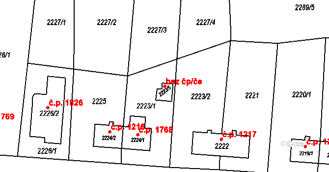Petřvald 44608390 na parcele st. 2223/5 v KÚ Petřvald u Karviné, Katastrální mapa