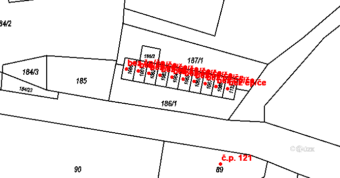 Chvaleč 44921390 na parcele st. 1064 v KÚ Chvaleč, Katastrální mapa