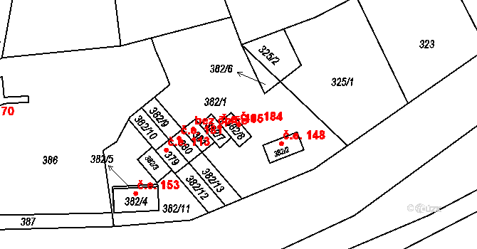 Řícmanice 49301390 na parcele st. 382/8 v KÚ Řícmanice, Katastrální mapa