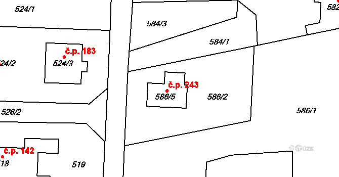 Litultovice 243 na parcele st. 586/5 v KÚ Litultovice, Katastrální mapa