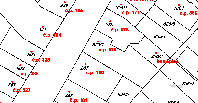 Kostelec nad Labem 179 na parcele st. 329/1 v KÚ Kostelec nad Labem, Katastrální mapa