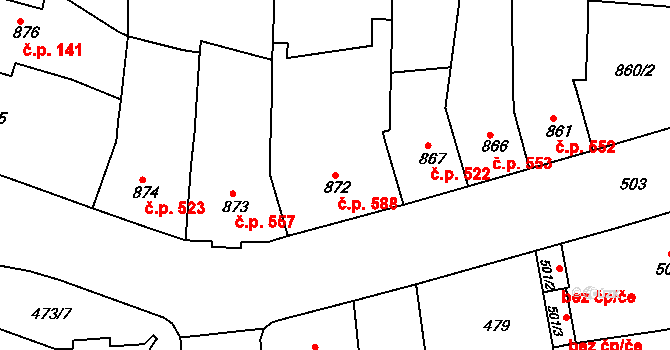 Česká Skalice 588 na parcele st. 872 v KÚ Česká Skalice, Katastrální mapa