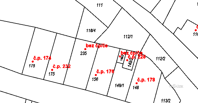 Telce 176, Peruc na parcele st. 156 v KÚ Telce, Katastrální mapa