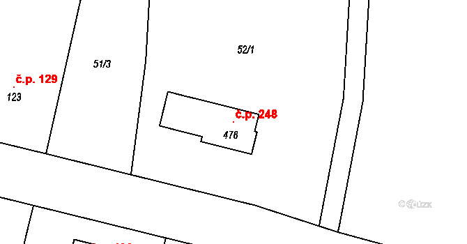 Smrkovice 248, Písek na parcele st. 478 v KÚ Smrkovice, Katastrální mapa