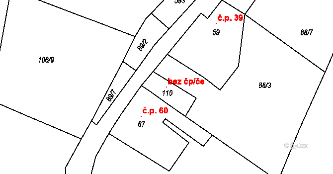 Kozojedy 99985390 na parcele st. 110 v KÚ Kozojedy, Katastrální mapa