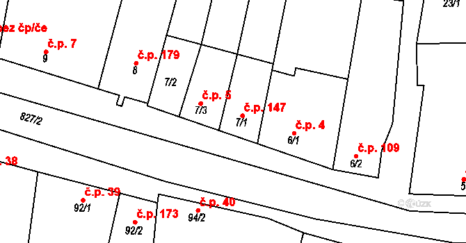 Ondratice 147 na parcele st. 7/1 v KÚ Ondratice, Katastrální mapa