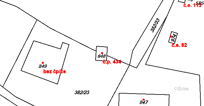 Přerov II-Předmostí 434, Přerov na parcele st. 848 v KÚ Předmostí, Katastrální mapa
