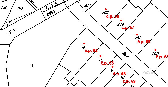 Kojetín II-Popůvky 64, Kojetín na parcele st. 4 v KÚ Popůvky u Kojetína, Katastrální mapa