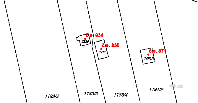 Lipník nad Bečvou I-Město 835, Lipník nad Bečvou na parcele st. 2530 v KÚ Lipník nad Bečvou, Katastrální mapa