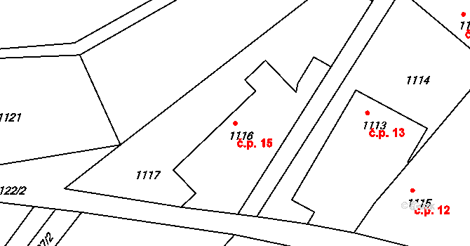 Maxovna 15, Malešov na parcele st. 1116 v KÚ Malešov, Katastrální mapa