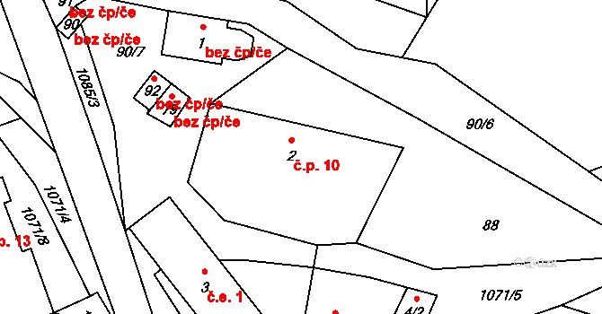 Čichalov 10 na parcele st. 2 v KÚ Čichalov, Katastrální mapa
