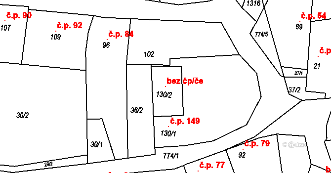 Pnětluky 119669391 na parcele st. 130/2 v KÚ Pnětluky, Katastrální mapa