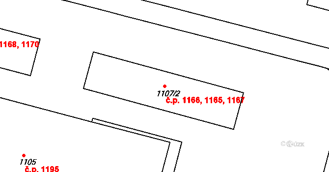 Ostrov 1165,1166,1167 na parcele st. 1107/2 v KÚ Ostrov nad Ohří, Katastrální mapa