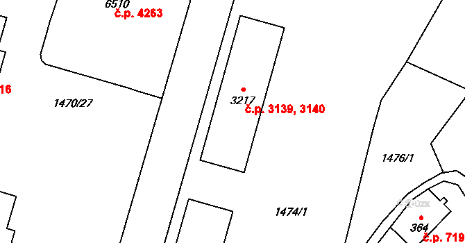Jablonec nad Nisou 3139,3140 na parcele st. 3217 v KÚ Jablonec nad Nisou, Katastrální mapa