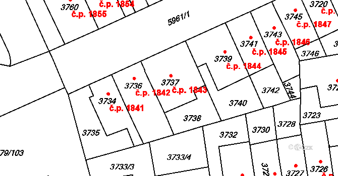 Jihlava 1843 na parcele st. 3737 v KÚ Jihlava, Katastrální mapa