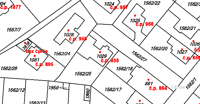 Říčany 935 na parcele st. 1029 v KÚ Říčany u Prahy, Katastrální mapa