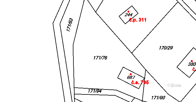 Březová 795, Březová-Oleško na parcele st. 687 v KÚ Březová u Zvole, Katastrální mapa
