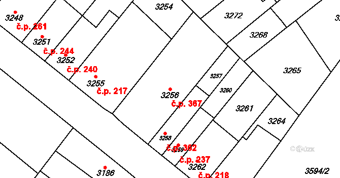 Vyškov-Město 367, Vyškov na parcele st. 3256 v KÚ Vyškov, Katastrální mapa