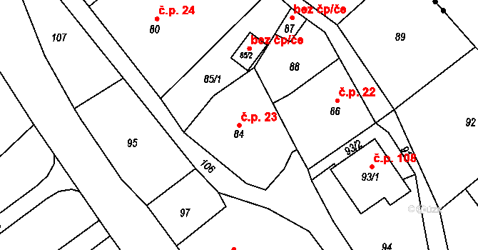 Edrovice 23, Rýmařov na parcele st. 84 v KÚ Edrovice, Katastrální mapa