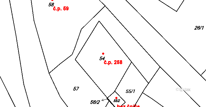 Janovice 258, Rýmařov na parcele st. 54 v KÚ Janovice u Rýmařova, Katastrální mapa