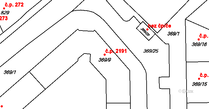 Pod Bezručovým vrchem 2191, Krnov na parcele st. 369/9 v KÚ Krnov-Horní Předměstí, Katastrální mapa