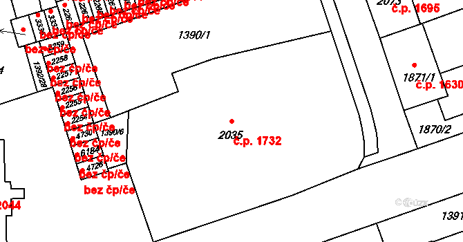 Šumperk 1732 na parcele st. 2035 v KÚ Šumperk, Katastrální mapa