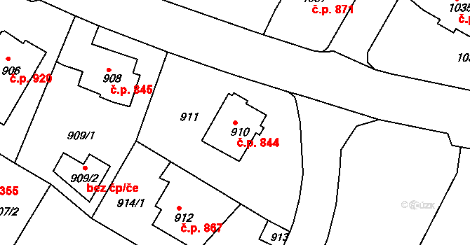 Děčín II-Nové Město 844, Děčín na parcele st. 910 v KÚ Děčín, Katastrální mapa