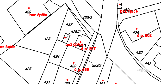 Libušín 297 na parcele st. 426/1 v KÚ Libušín, Katastrální mapa