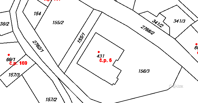 Václavice 6, Hrádek nad Nisou na parcele st. 431 v KÚ Václavice u Hrádku nad Nisou, Katastrální mapa