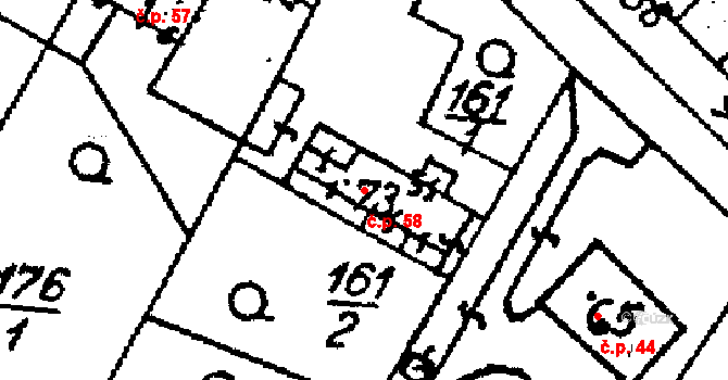 Medlov 58 na parcele st. 701 v KÚ Medlov u Uničova, Katastrální mapa