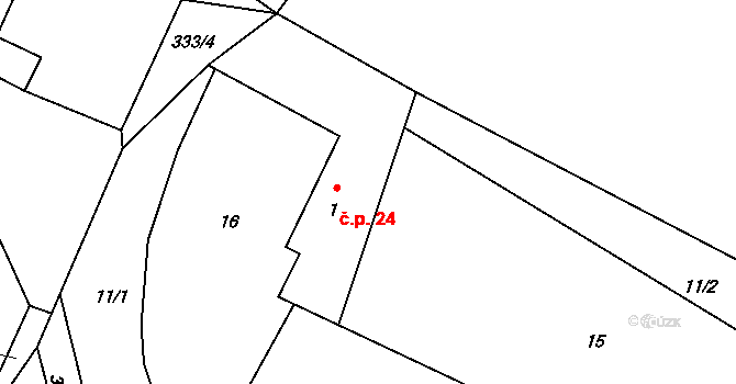 Slovanská Lhota 24, Drevníky na parcele st. 1 v KÚ Slovanská Lhota, Katastrální mapa
