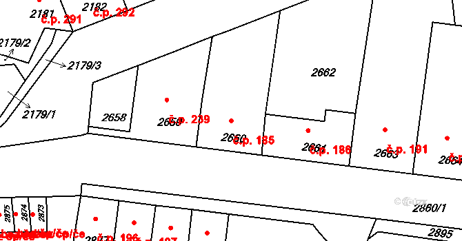 Mimoň I 185, Mimoň na parcele st. 2660 v KÚ Mimoň, Katastrální mapa