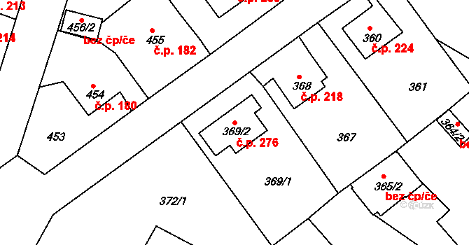 Děčín VII-Chrochvice 276, Děčín na parcele st. 369/2 v KÚ Chrochvice, Katastrální mapa