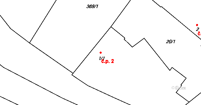 Bežerovice 2, Sudoměřice u Bechyně na parcele st. 1/1 v KÚ Bežerovice, Katastrální mapa