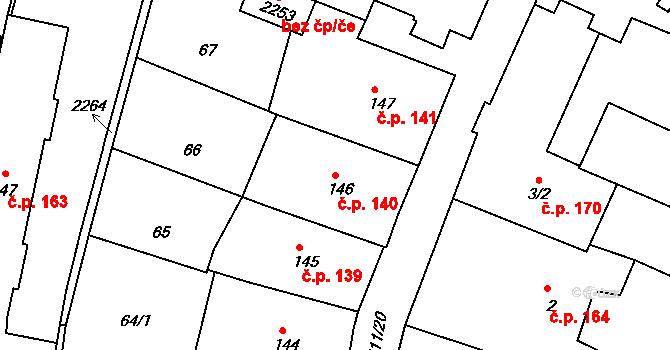 Prachatice I 140, Prachatice na parcele st. 146 v KÚ Prachatice, Katastrální mapa