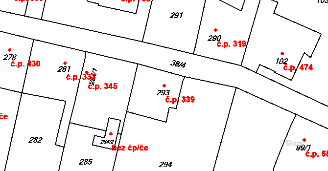 Skřečoň 339, Bohumín na parcele st. 293 v KÚ Skřečoň, Katastrální mapa