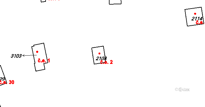 Bělá pod Bezdězem 2 na parcele st. 2108 v KÚ Bělá pod Bezdězem, Katastrální mapa