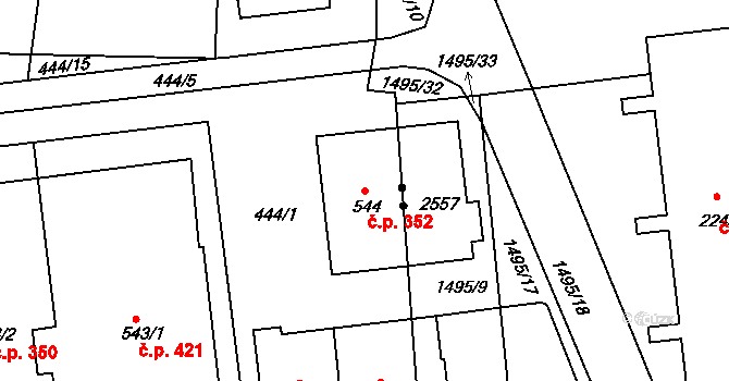 Lačnov 352, Svitavy na parcele st. 544 v KÚ Moravský Lačnov, Katastrální mapa