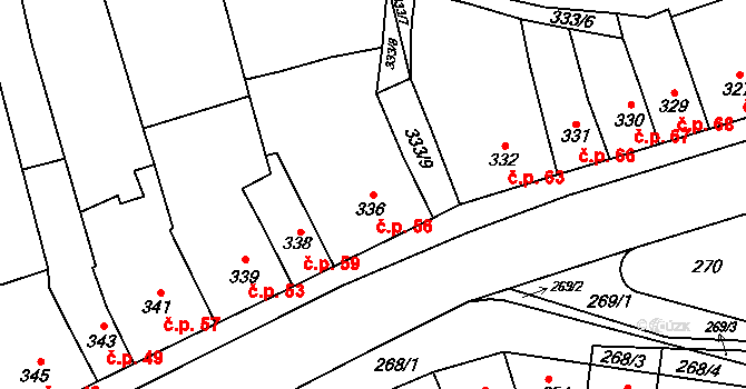 Holásky 56, Brno na parcele st. 336 v KÚ Holásky, Katastrální mapa
