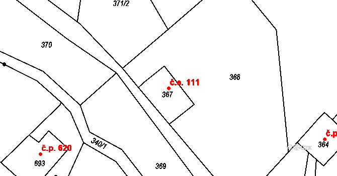 Smržovka 111 na parcele st. 367 v KÚ Smržovka, Katastrální mapa